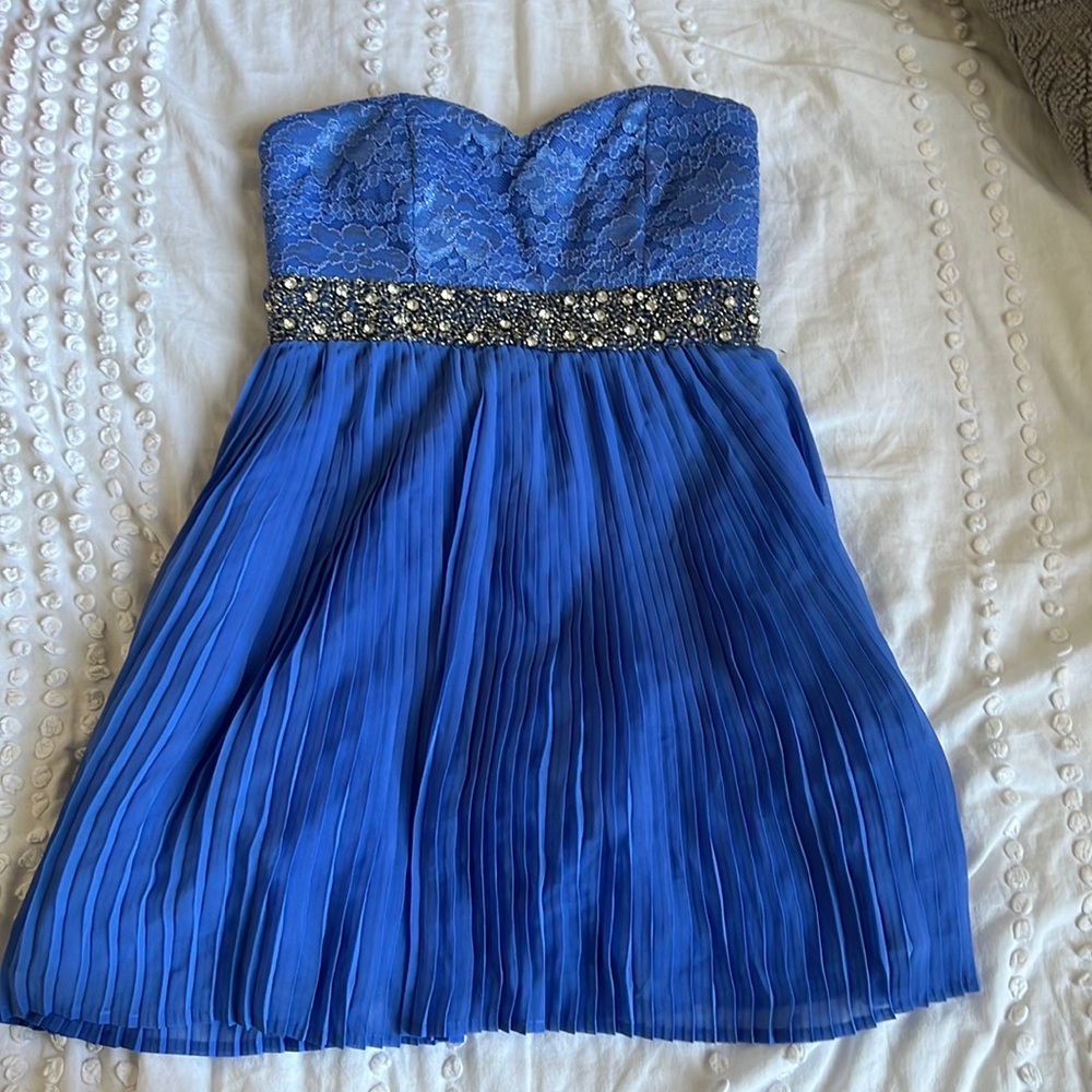 JUNIORS blue strapless dress size 5